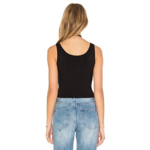 Revolve LNA Women's Cut Out Crop Tank Top Black Stretch Sleeveless Size XS - Picture 11 of 11